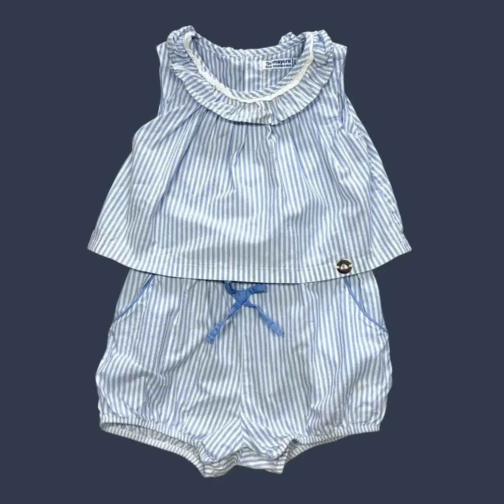 Mayoral Blue Stripe Romper 12 mo